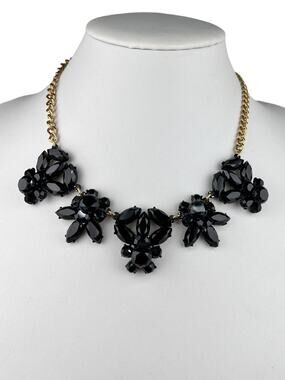 J. Crew NWT Smoky Gray Gold Tone Chain 17.5" Statement Necklace